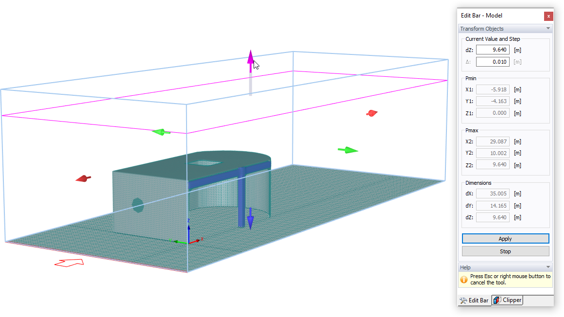 Ajuste gráfico do túnel de vento